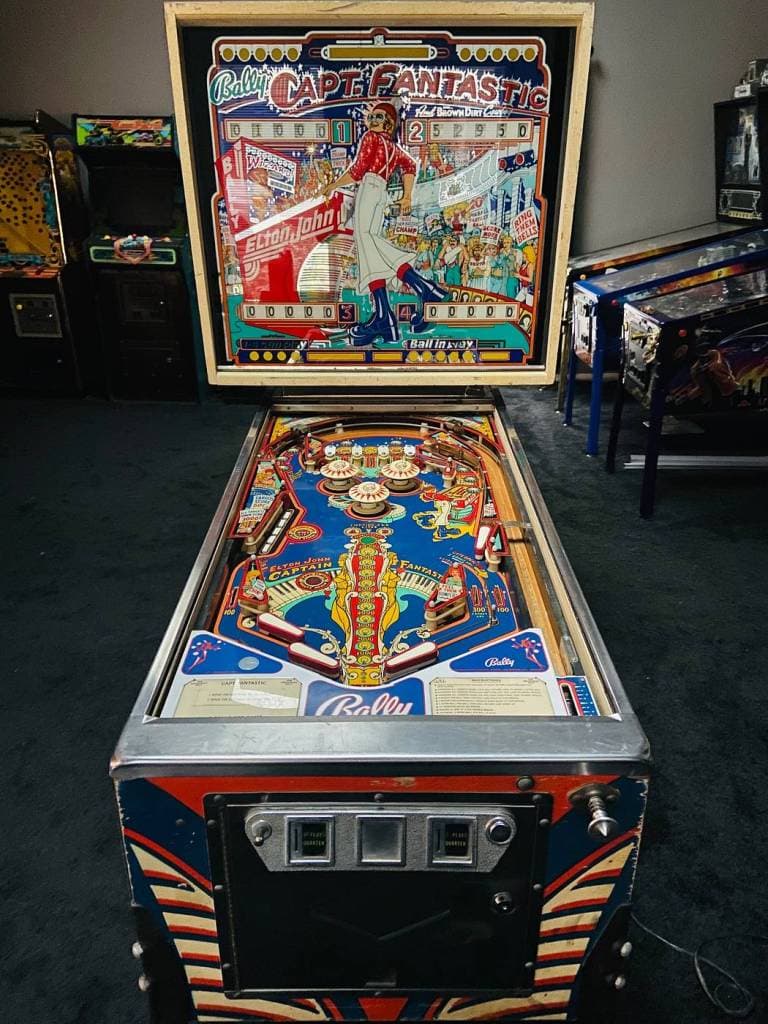 Vintage Bally Capt. Fantastic pinball machine with colorful playfield
