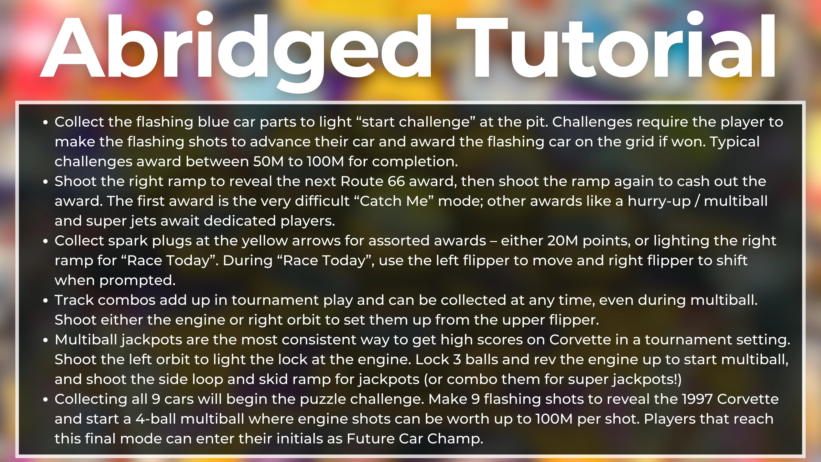 bally corvette pinball quick tutorial