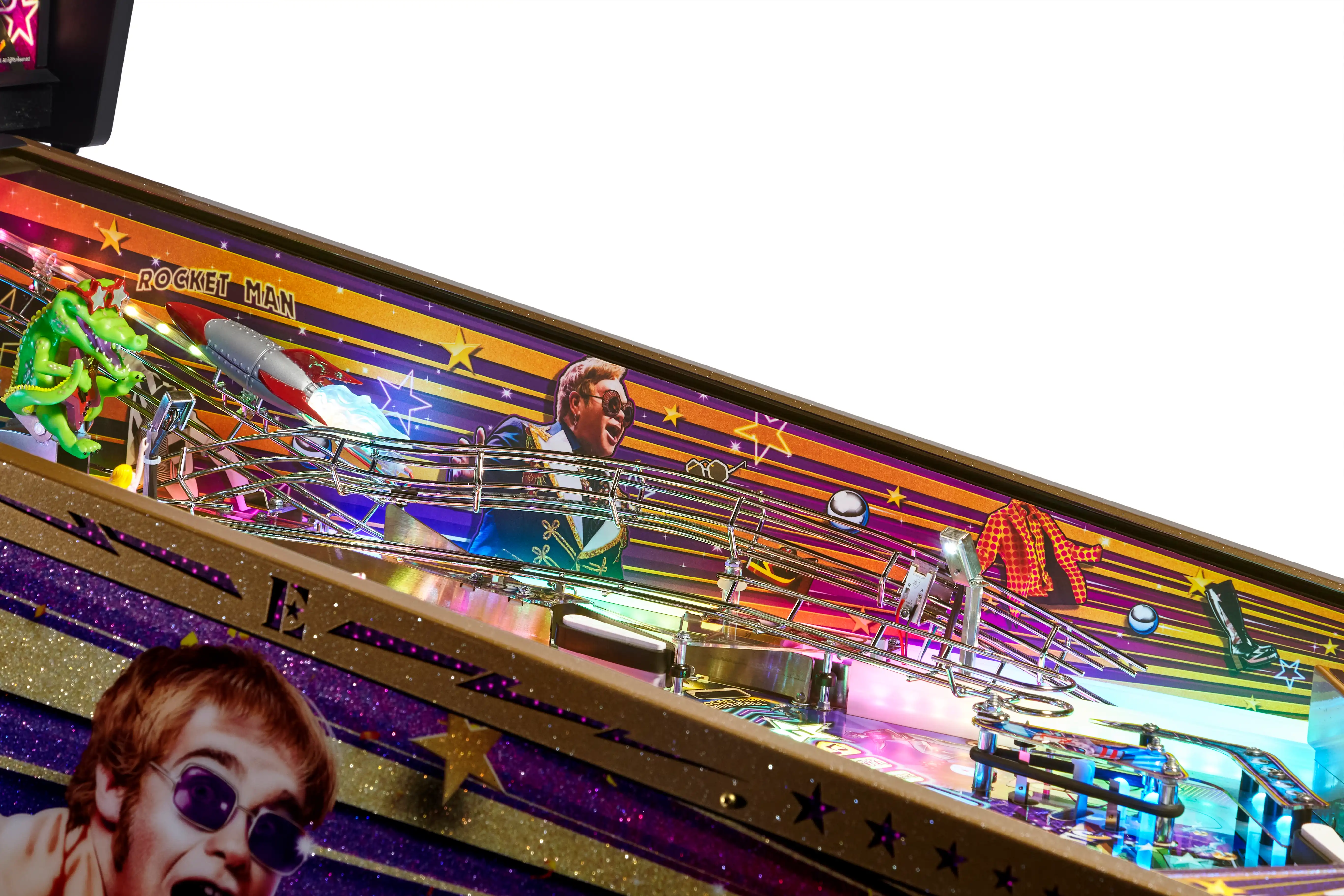 Colorful Elton John Rocket Man pinball machine with vibrant design