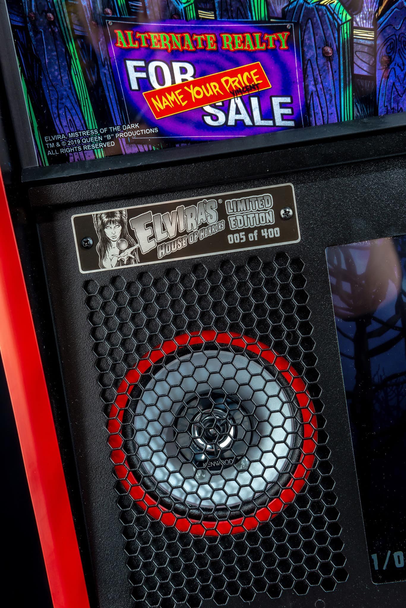 Elvira's limited edition speaker with "Alternate Reality" sale sign