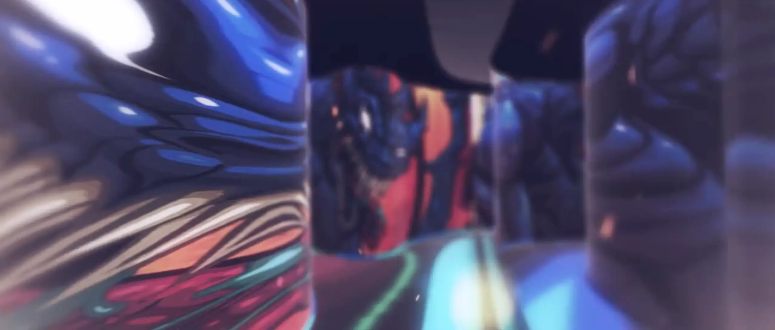 Blurred motion of colorful streaks and light trails