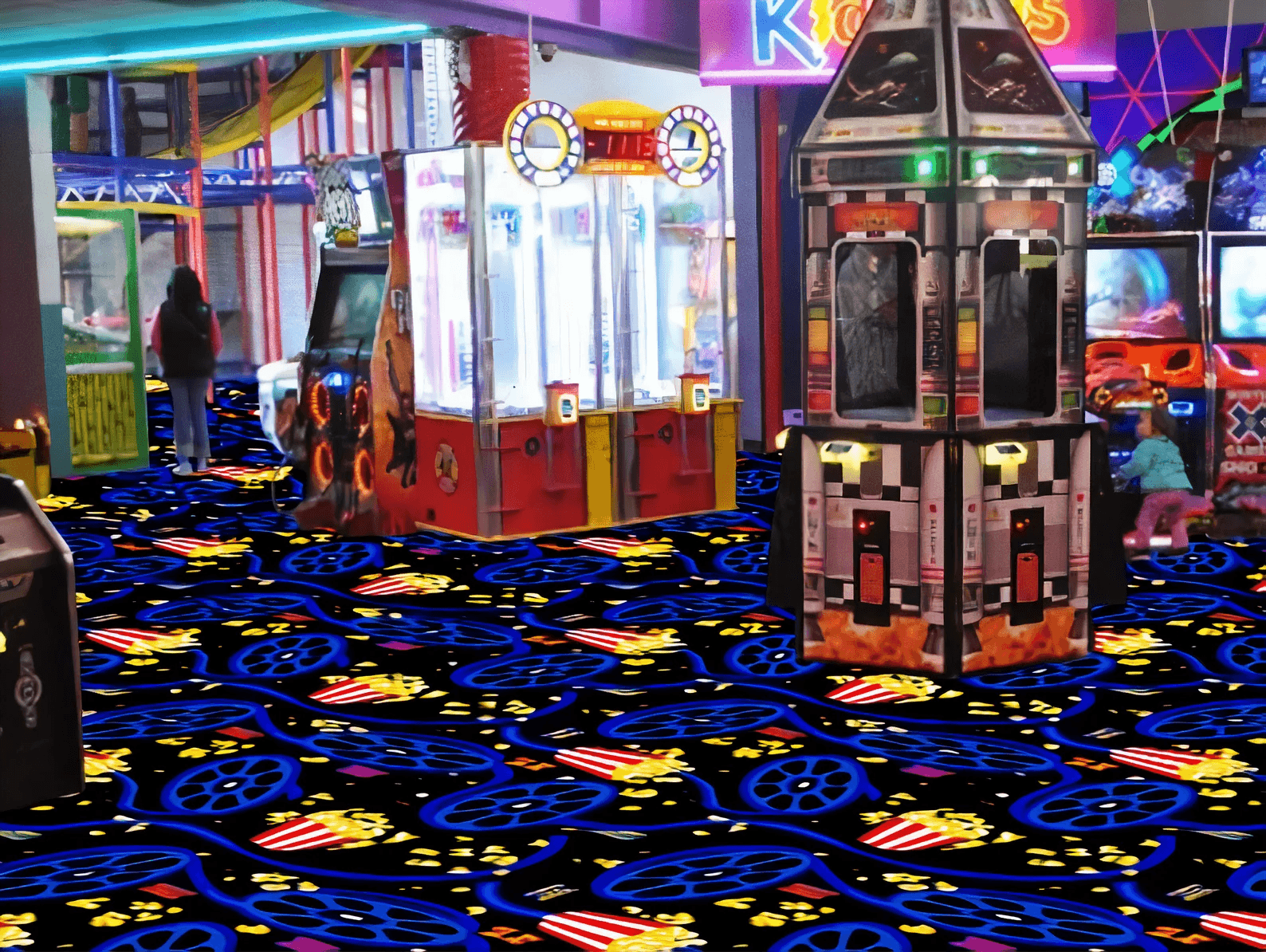 movie theater arcade carpet area rug