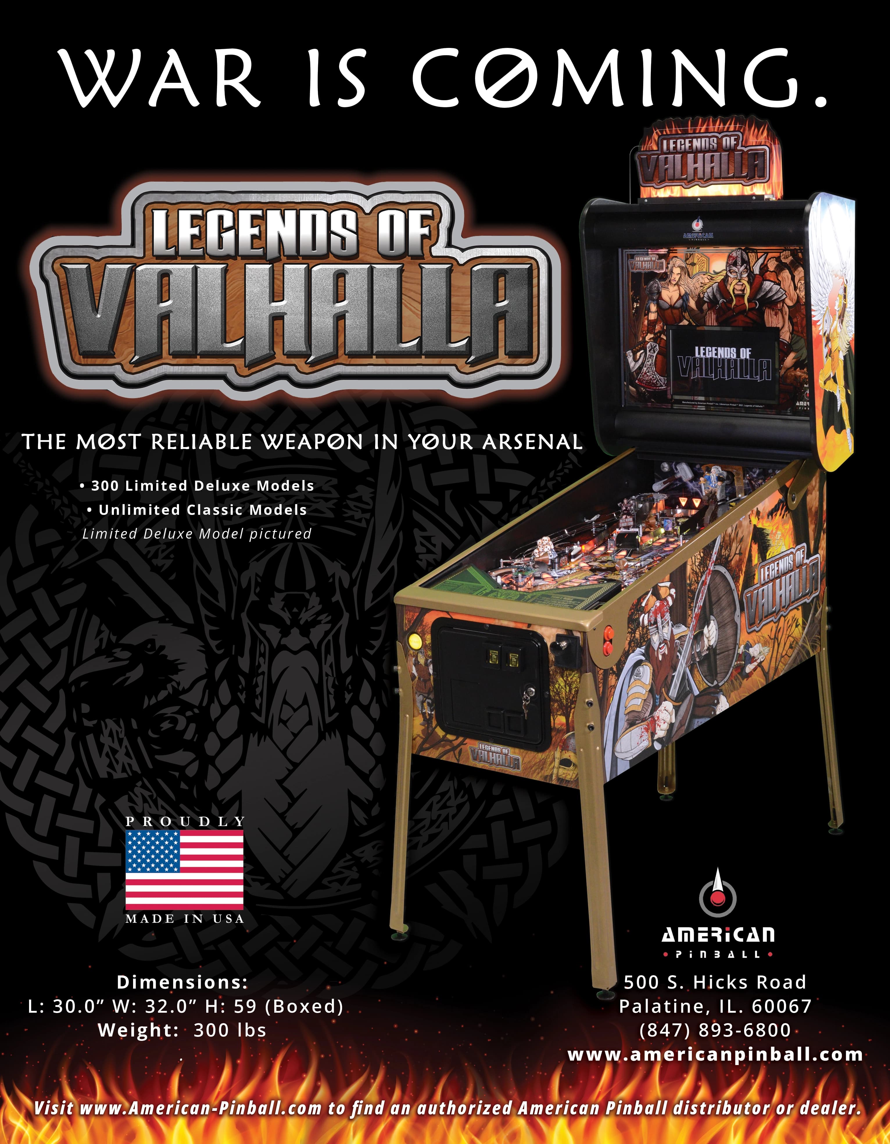 Legends of Valhalla pinball machine with Norse warrior theme