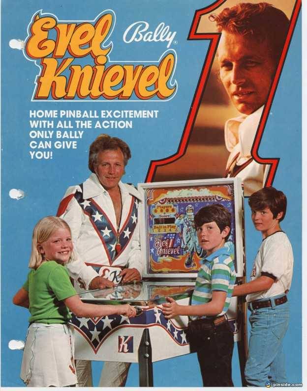 bally evel knievel 1970s pinball machine flyer