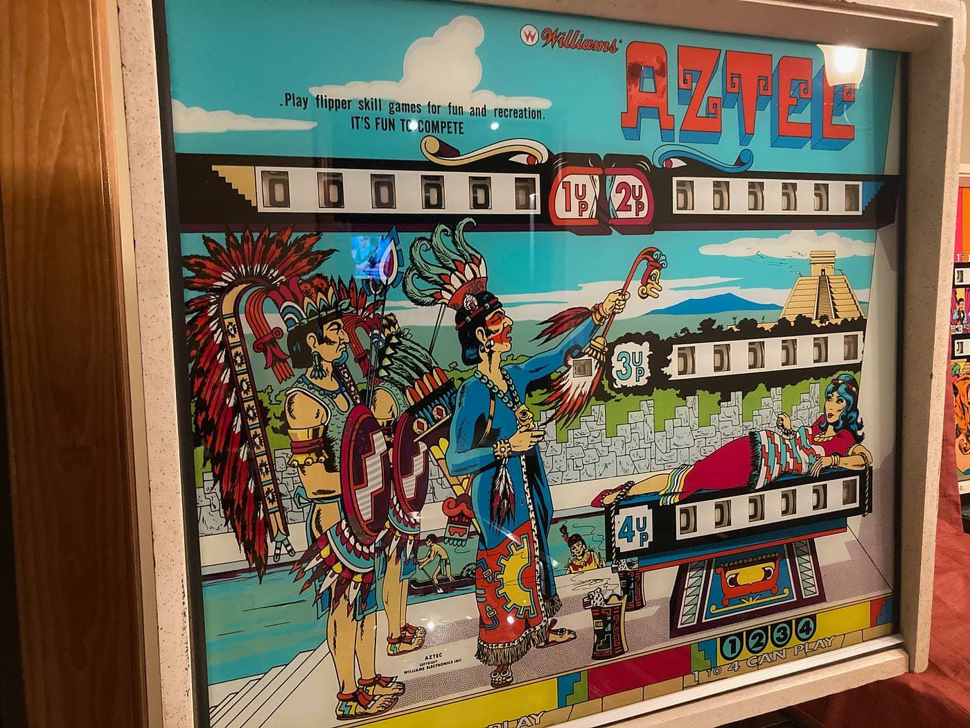 aztec pinball backglass williams 1976