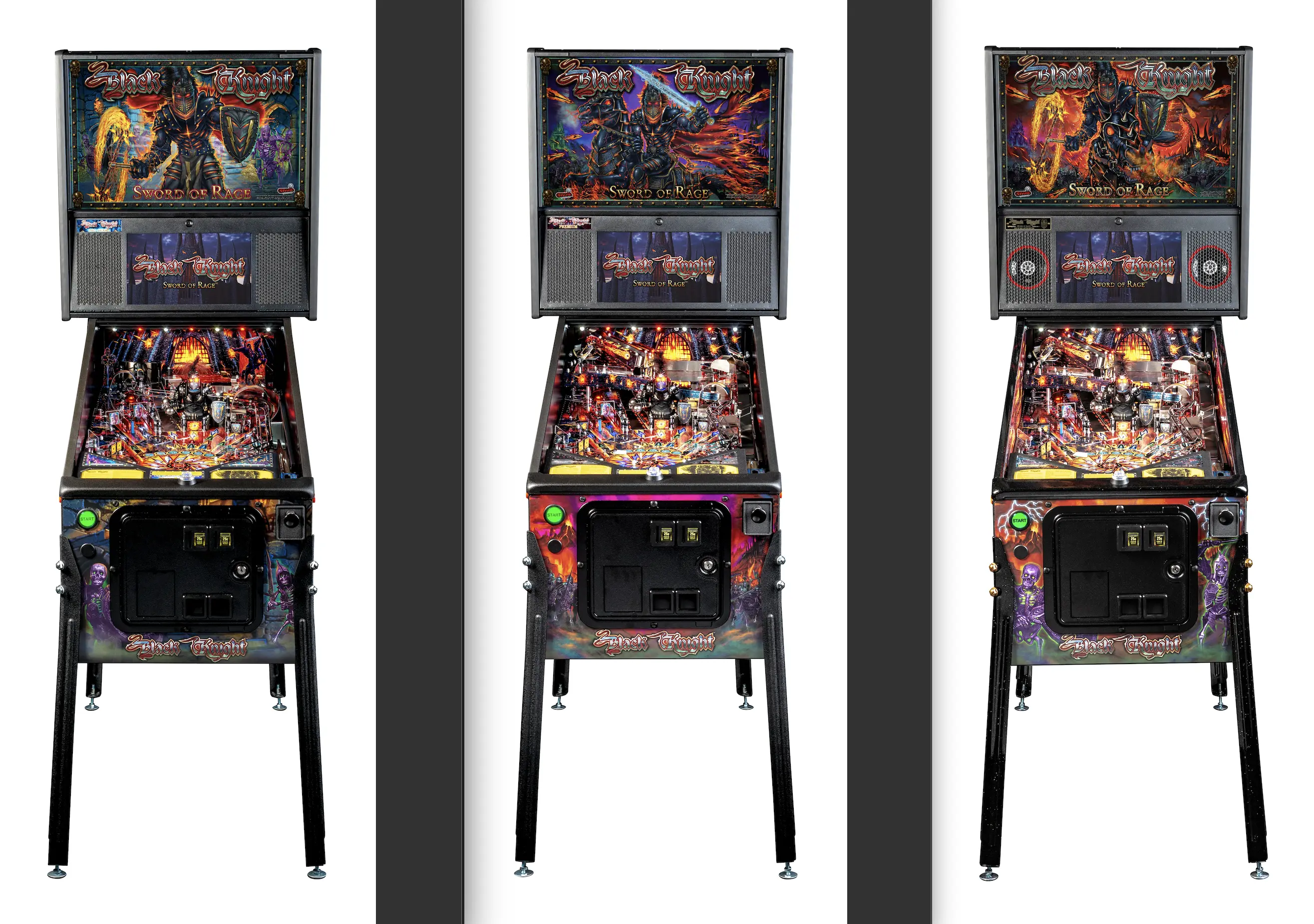 Sword of Rage pinball machine with fantasy artwork and colorful playfield