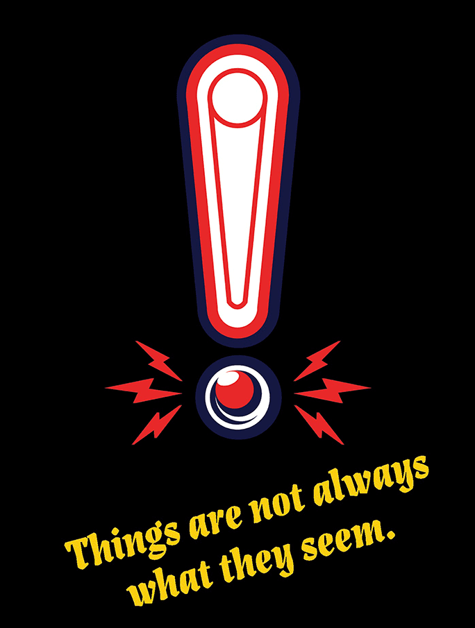 Large exclamation mark with warning message about appearances