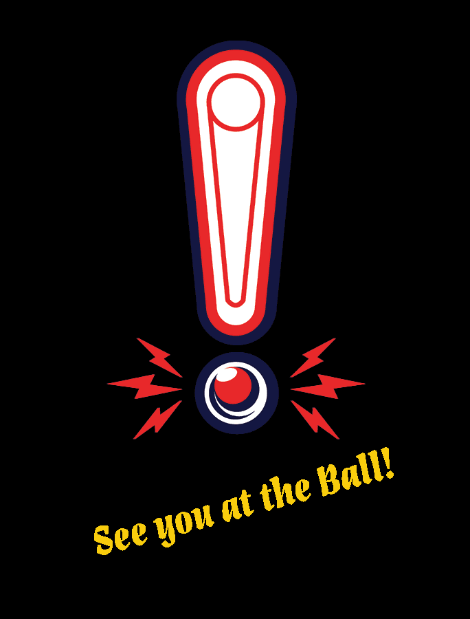 Large exclamation mark with lightning bolts and "See you at the Ball" text