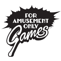 Black and white "For Amusement Only Games" retro logo with starburst