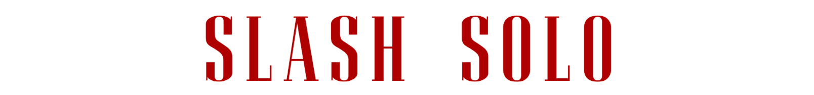 Slash Solo text in bold red letters on white background