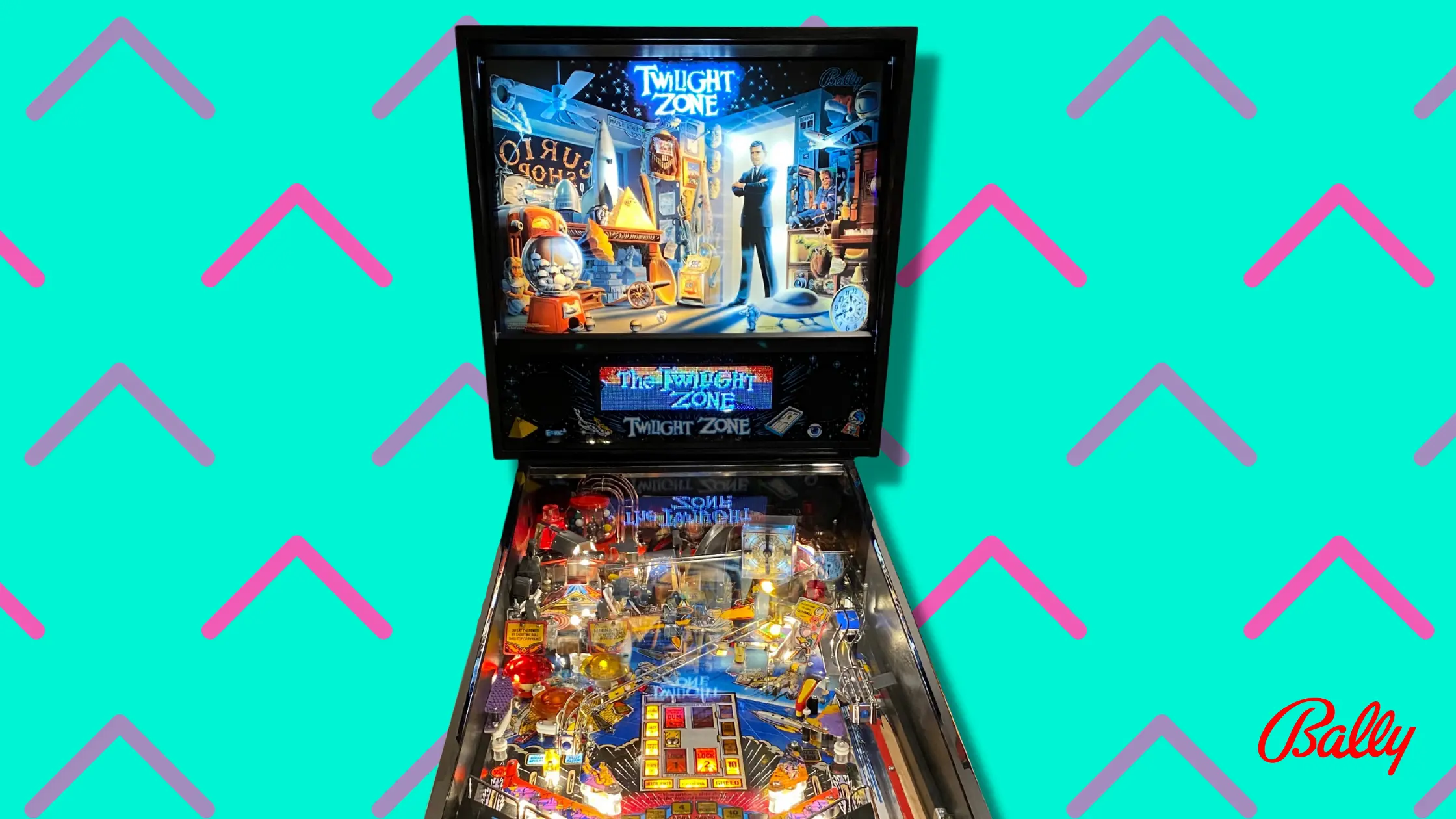 Twilight Zone pinball machine with colorful playfield and backglass artwork