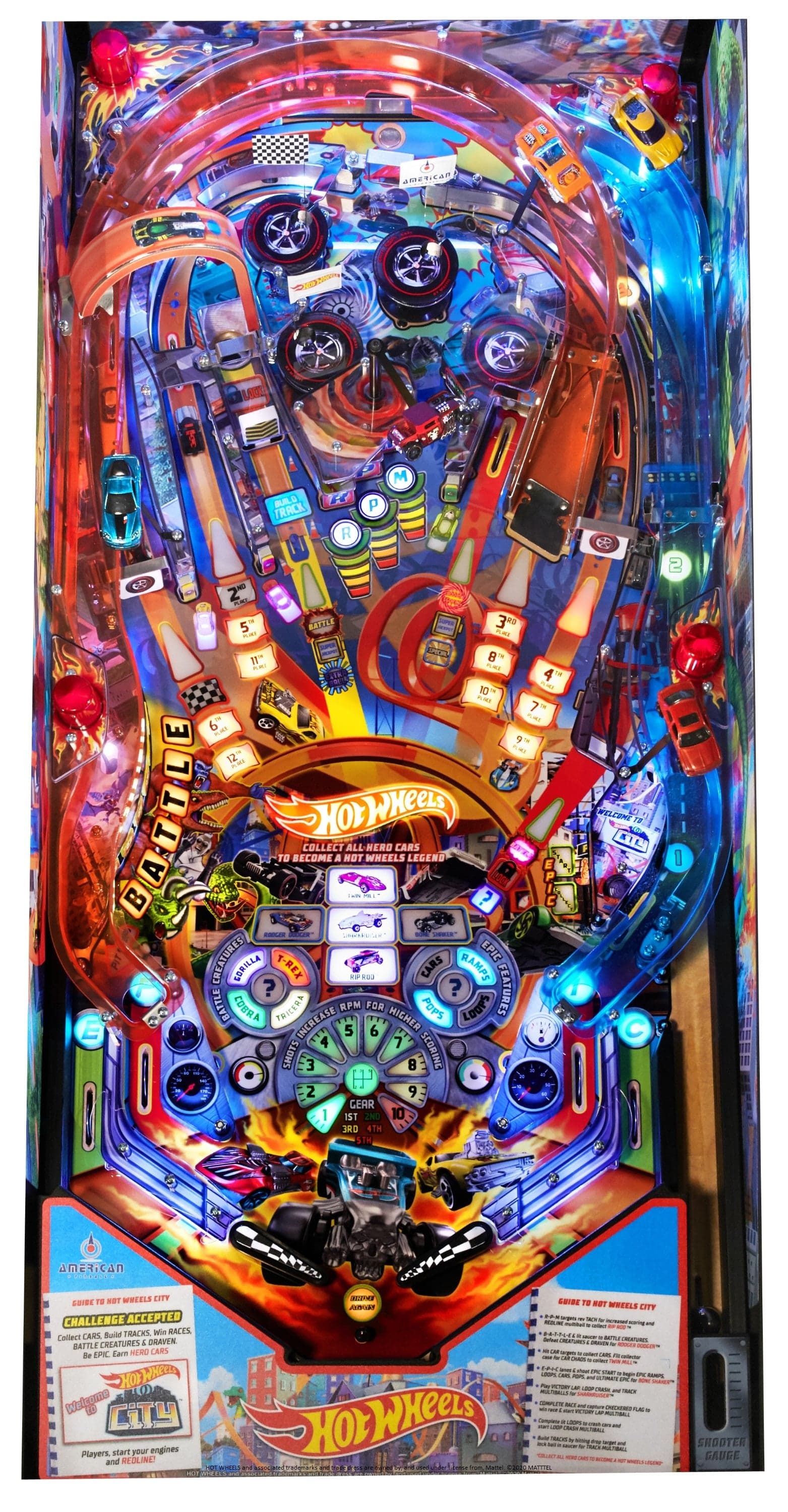 Hot Wheels pinball playfield
