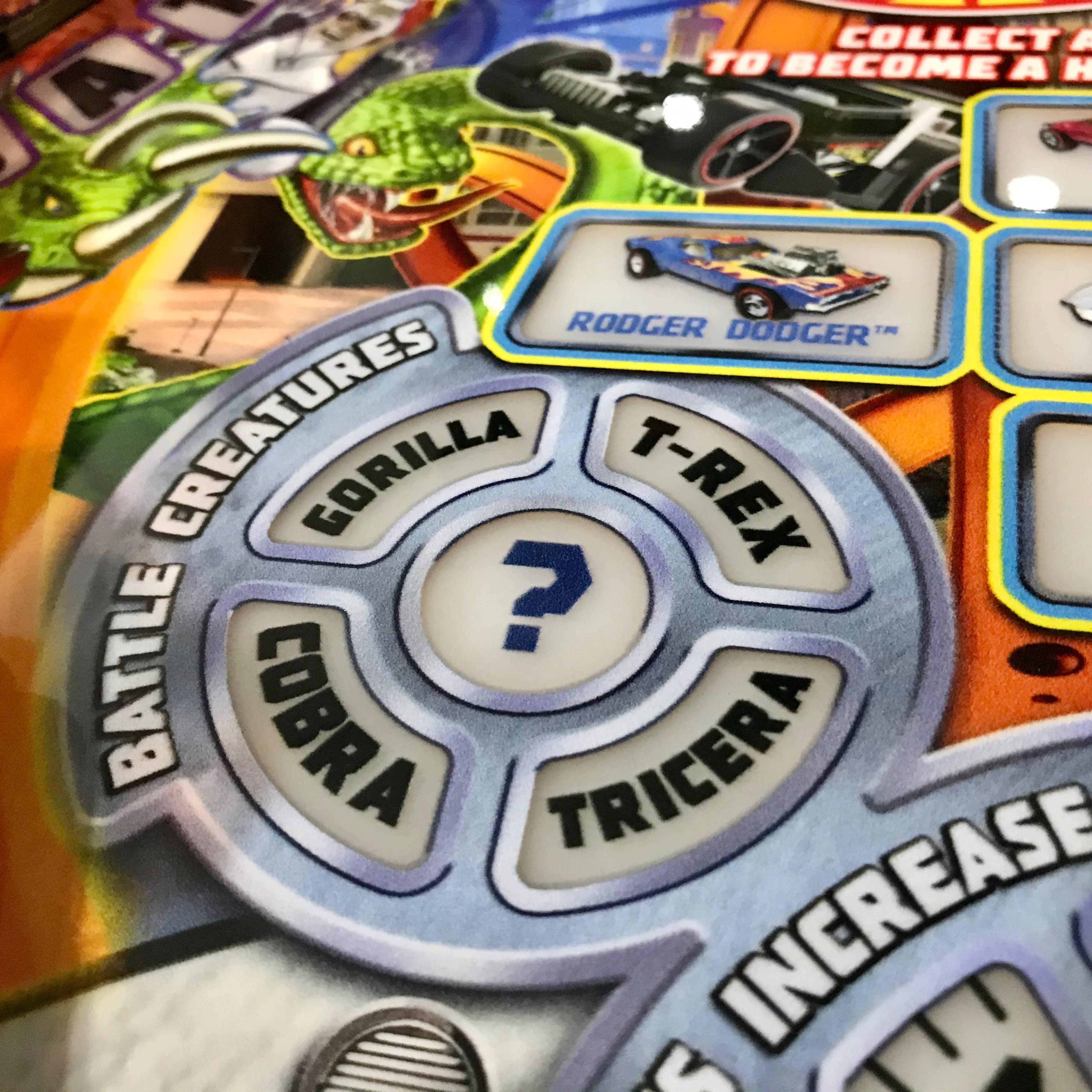 Battle Creatures game board with creature names and colorful design