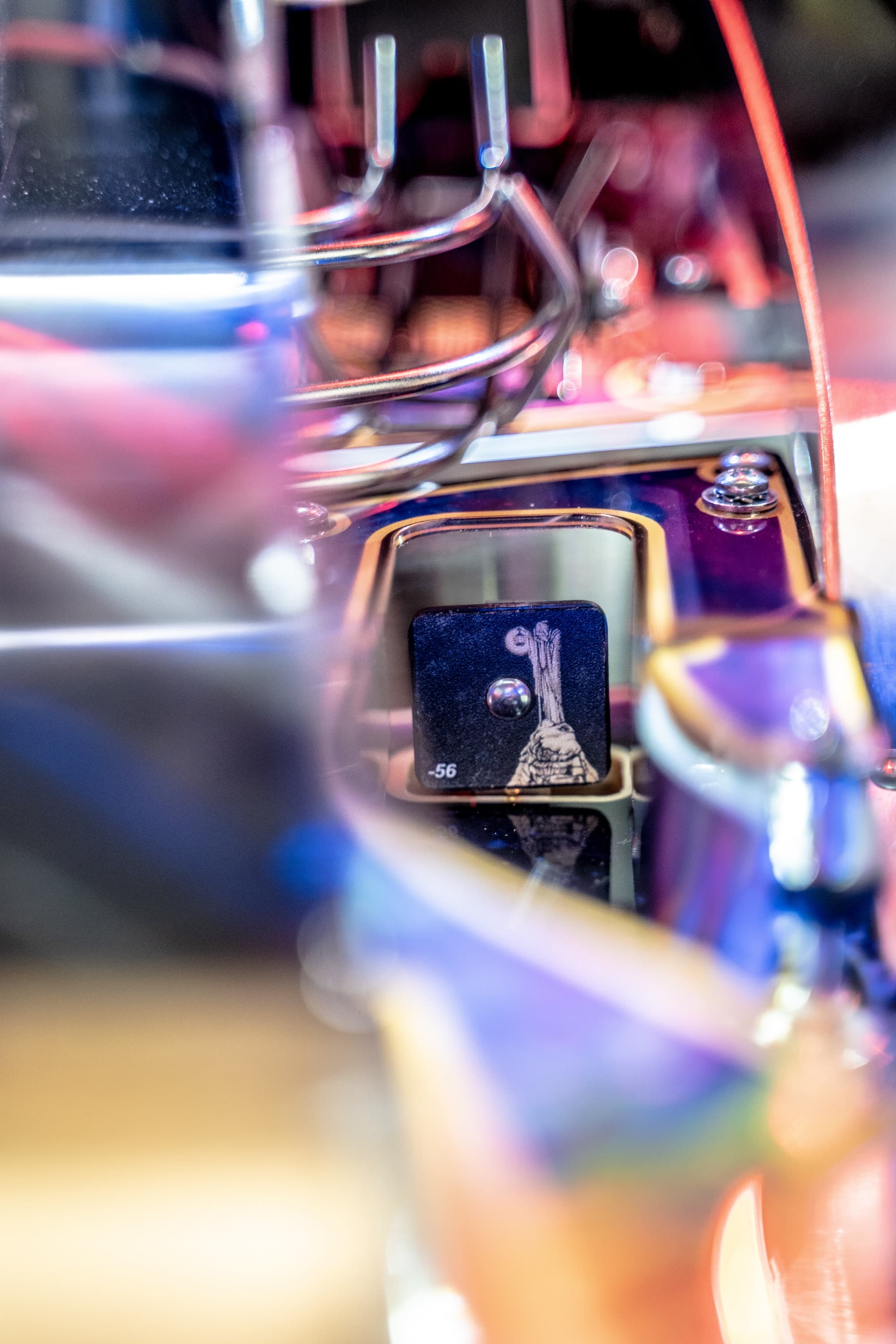 Close-up of electronic circuit board with blurred colorful components