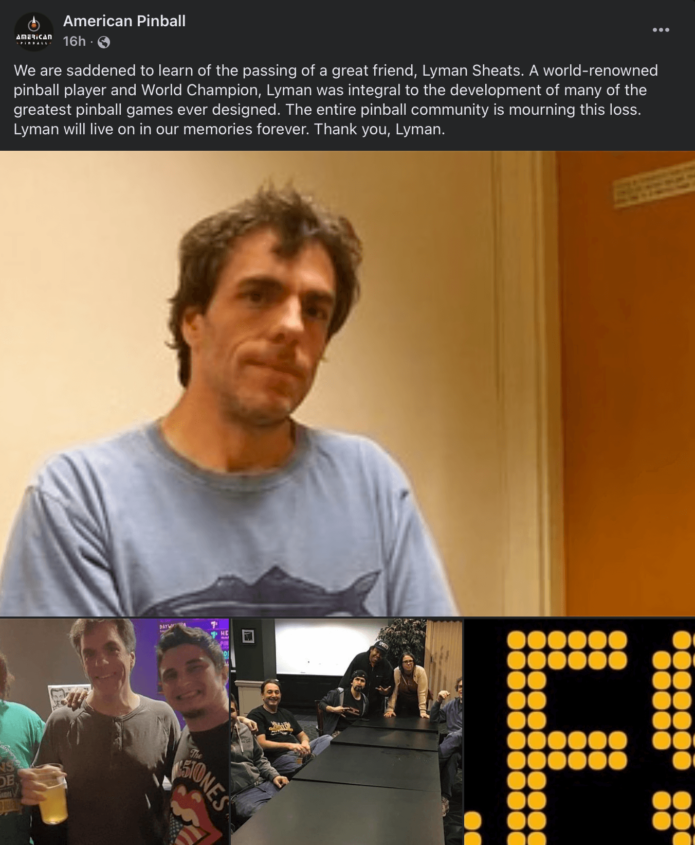 Tribute to Lyman Sheats, legendary pinball player and game designer