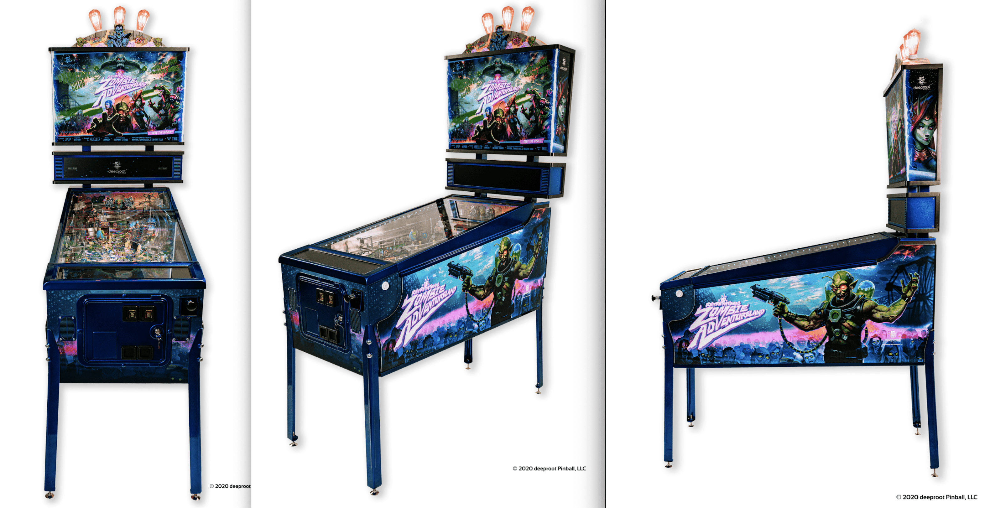 Zombie Adventure pinball machine with sci-fi themed artwork and playfield