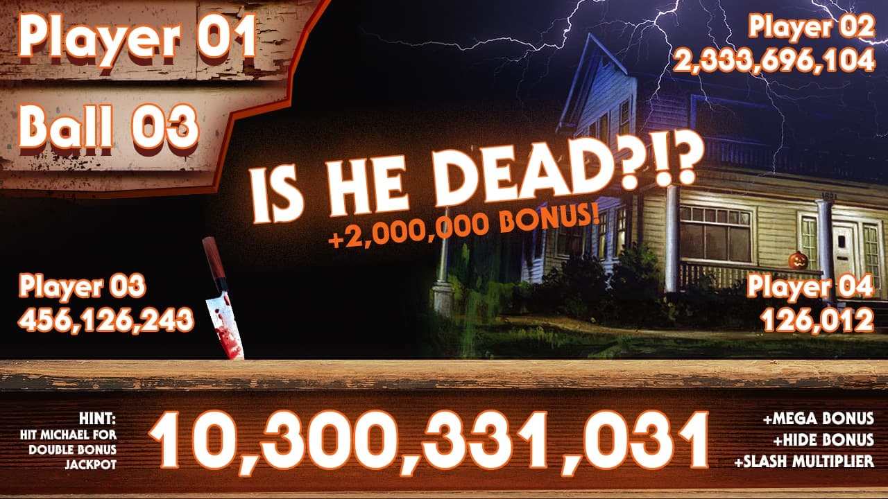 Mysterious game interface with lightning, house, and player scores