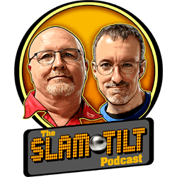 Slam Tilt Podcast logo with two podcast hosts against yellow background