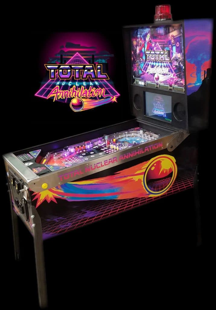 Retro-styled Total Nuclear Annihilation pinball machine with neon colors