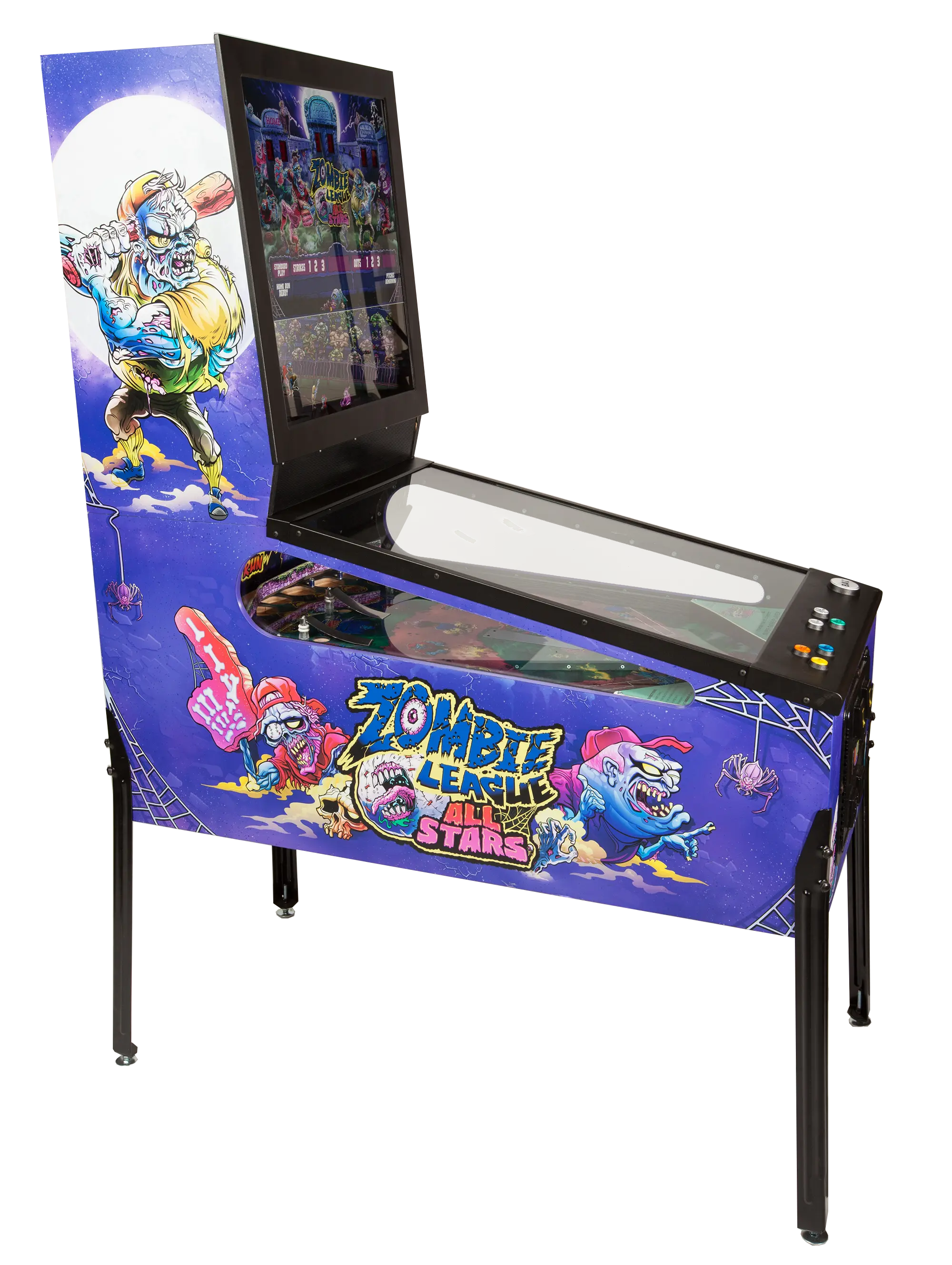 Zombie Apocalypse All Stars pinball machine with colorful zombie characters
